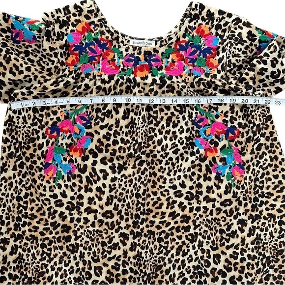 See And Be Seen Neon Embroidery Leopard Tunic Top Small - Picture 9 of 15